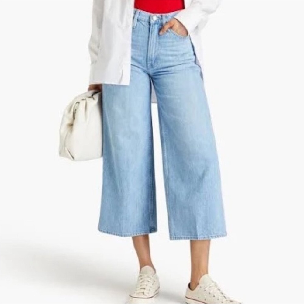 Frame Denim Light Wash Wide Leg Crop Jeans Size 31 Loose